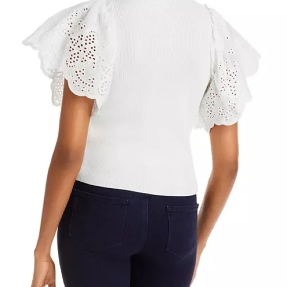 SUPER CUTE Lucy Paris white ruffled eyelet top XS - Picture 2 of 5